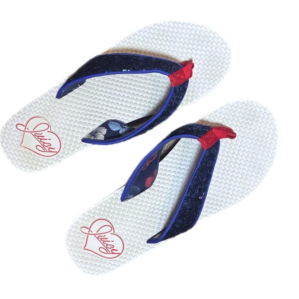 Juicy couture blue butterfly flip flops 8.5